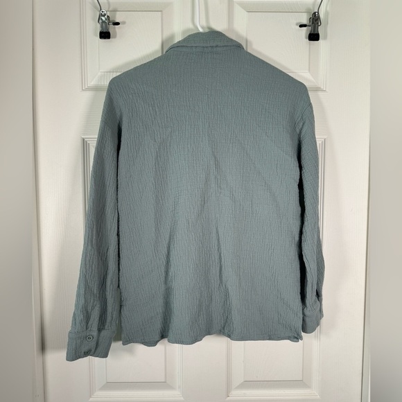 Sadie & Sage Sage Green Button Up Long Sleeve Crinkle Texture Womens Size Medium - Picture 6 of 6